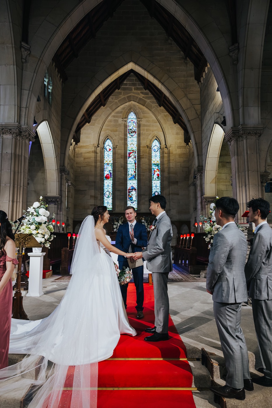 Couple exchanging vows at the altar