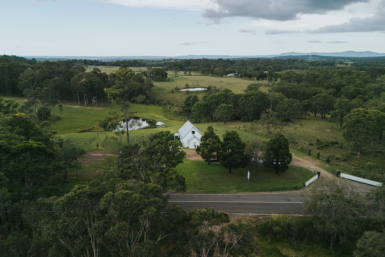 Drone view of La Pera Estate and the surrounding Lovedale countryside