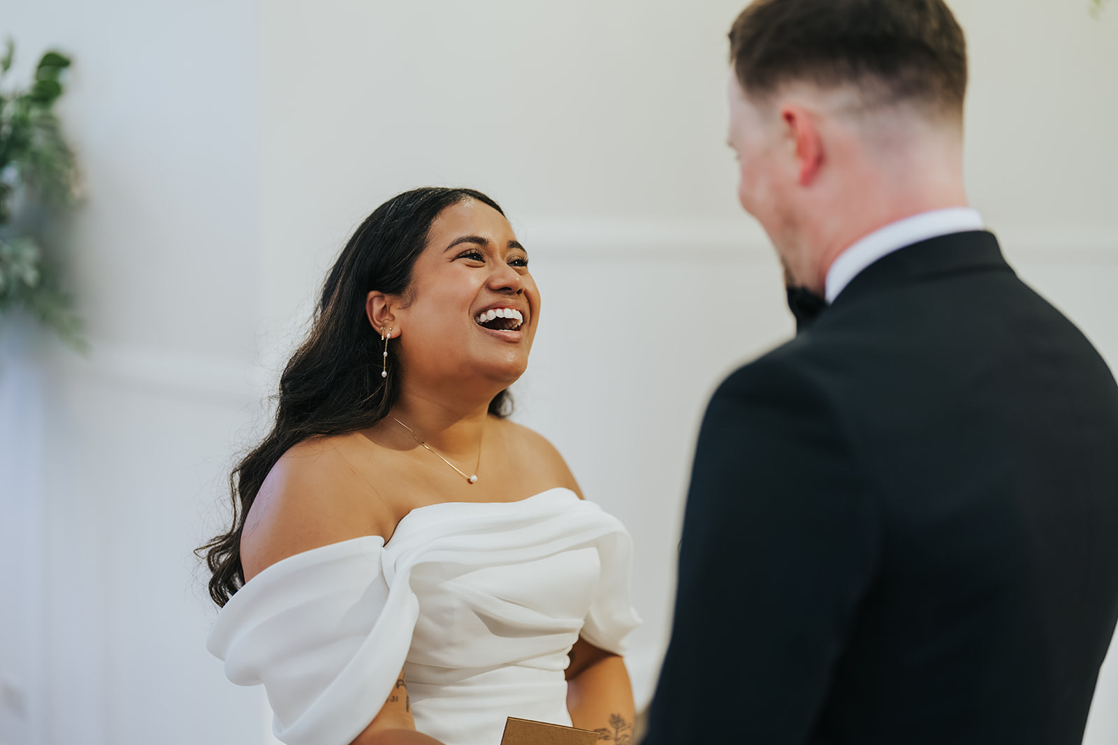 Sophia laughing during the private vows