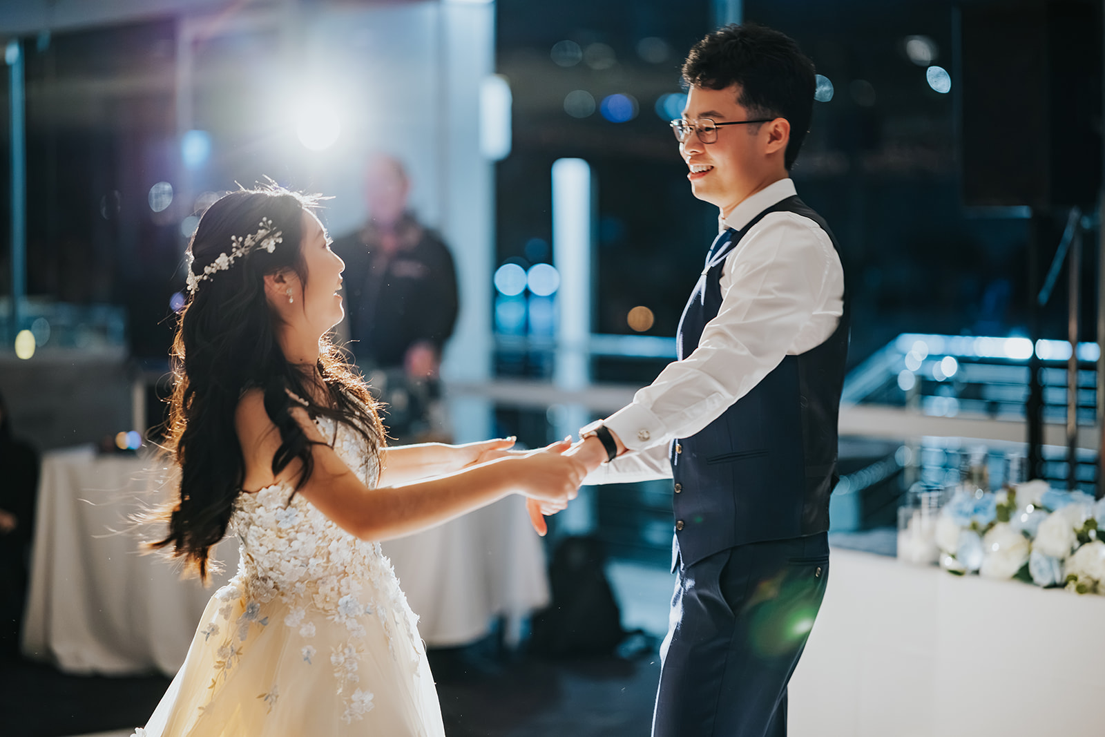 First dance on the white dance floor at Orso Bayside